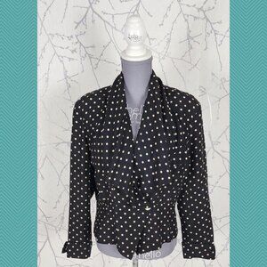 Mondi VTG Polkadot Dramatic Drape Collar Peplum Blazer 80's Feminine